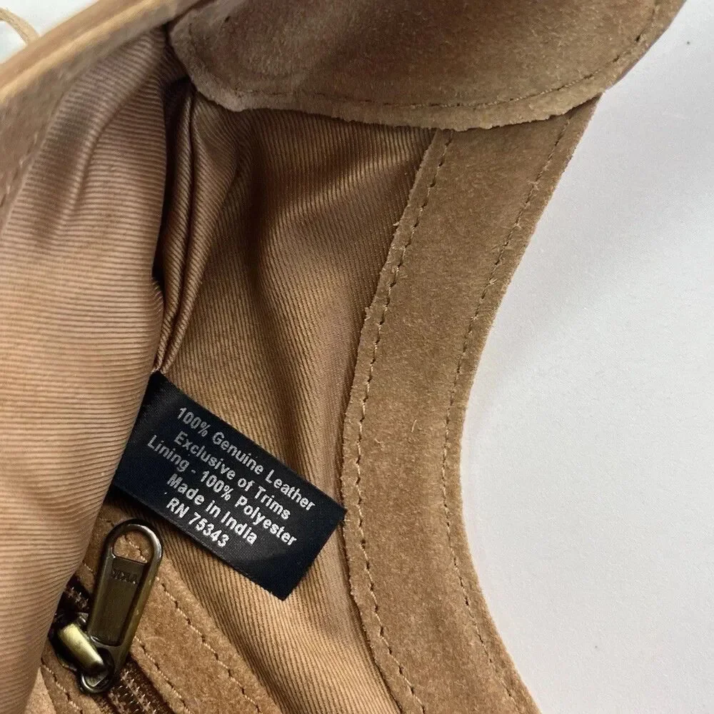 NWT Western Fringe Suede Leather Hobo Bag Tan Cowgirl Festival Crossbody Purse